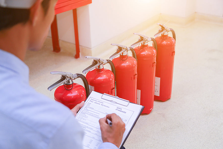How to decorate your living room with a colourful and flashy fire extinguisher?